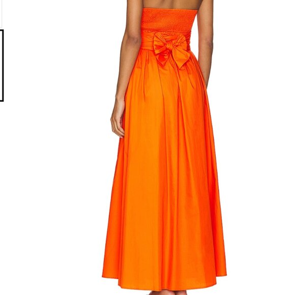 Line & Dot Sunburst Orange Midi Dress Size: S - Picture 3 of 5